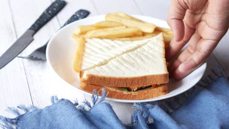 sándwich de queso a la parrilla con patatas fritas