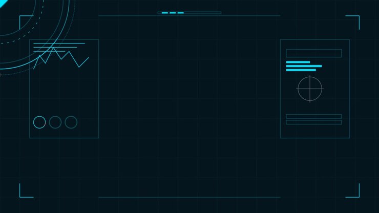 Futuristisk digitalt HUD-interface med datagrafer og gitterbaggrund