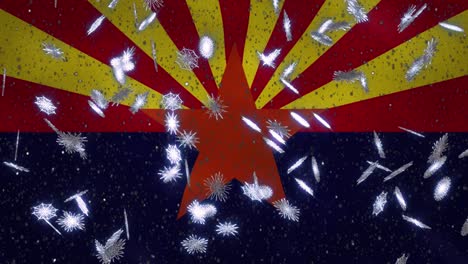 bandera de arizona ondeando y nevada fondo cíclico para navidad y año nuevo, bucle