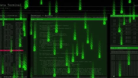 animación del procesamiento de datos sobre un fondo negro