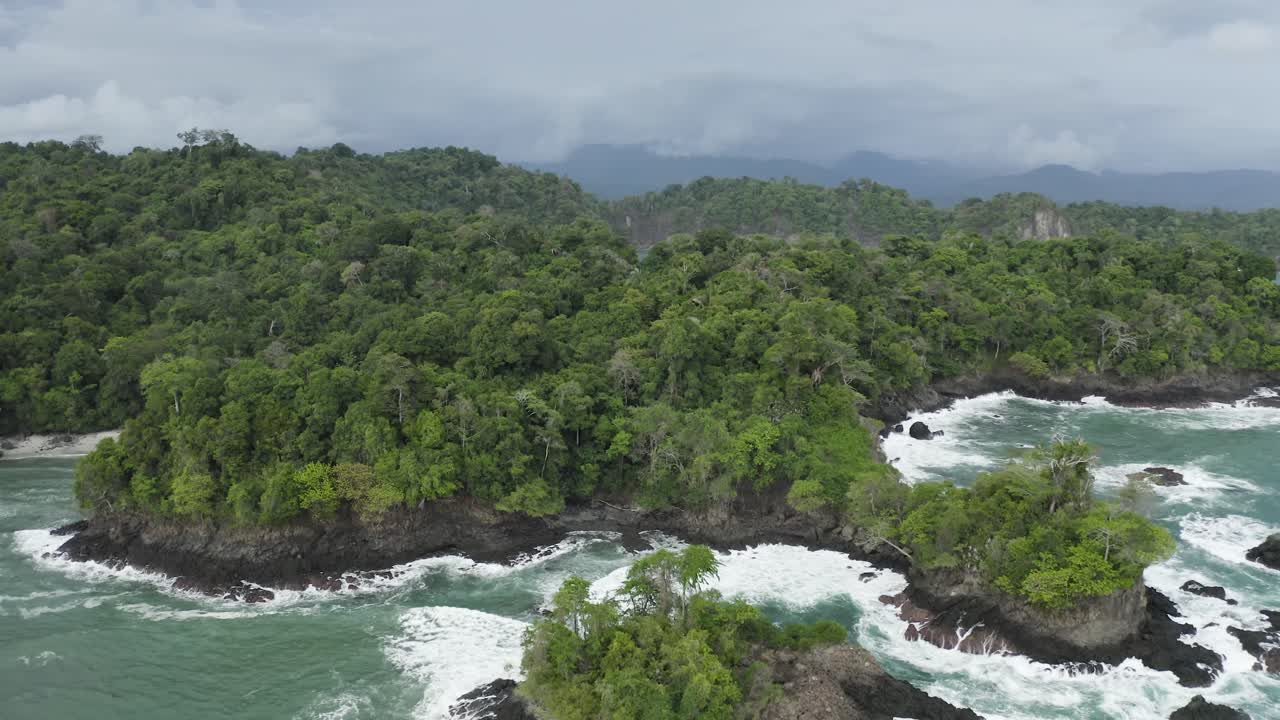 Excellent Aerial Shot Of A Coastal Rainforest In Costa Rica