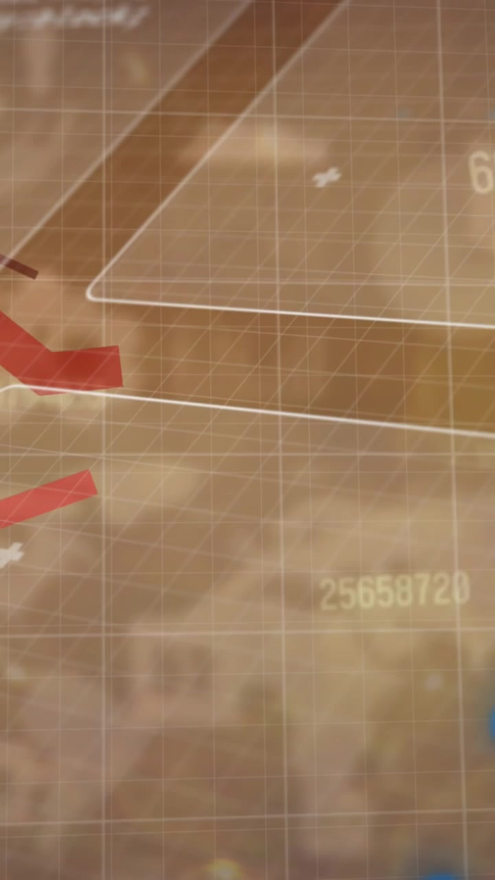 Animation of data processing with globe on orange background