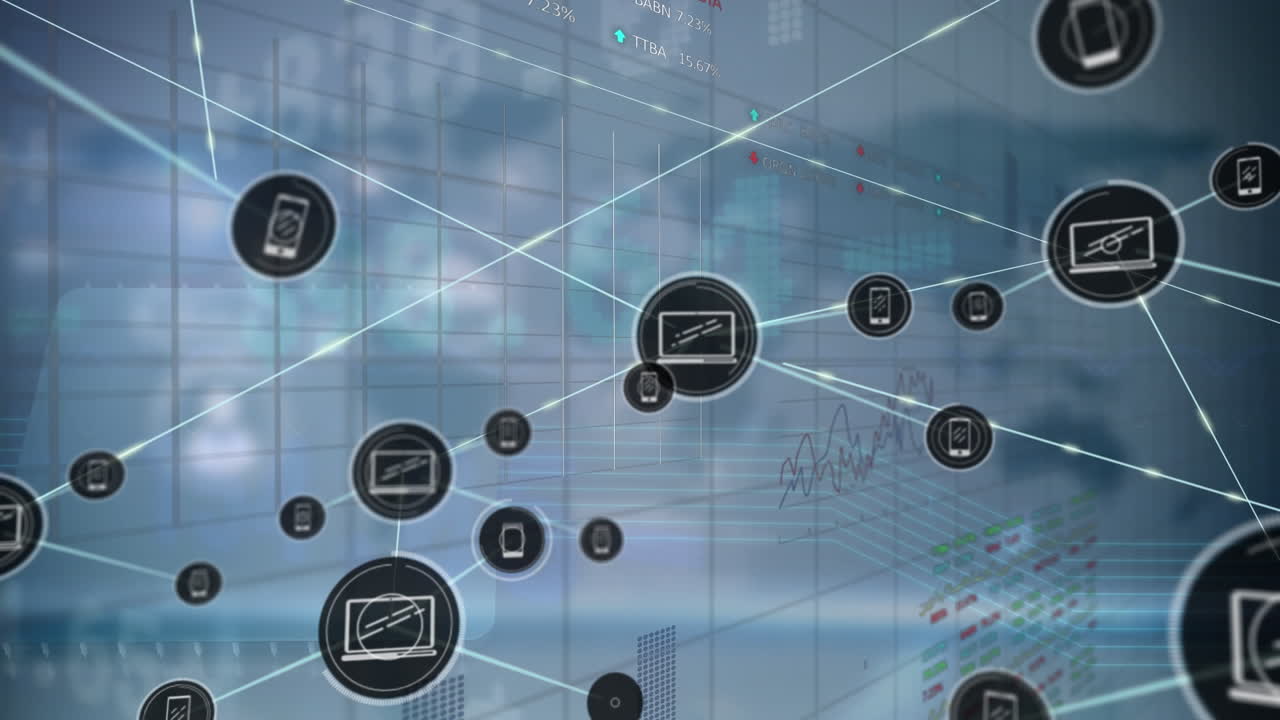 Animation of network of connections over digital data processing