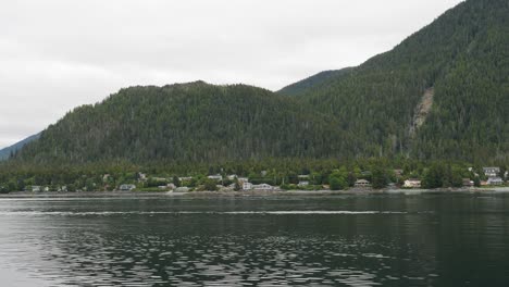 cloudy day in sitka, alaska, seen from the sea.
