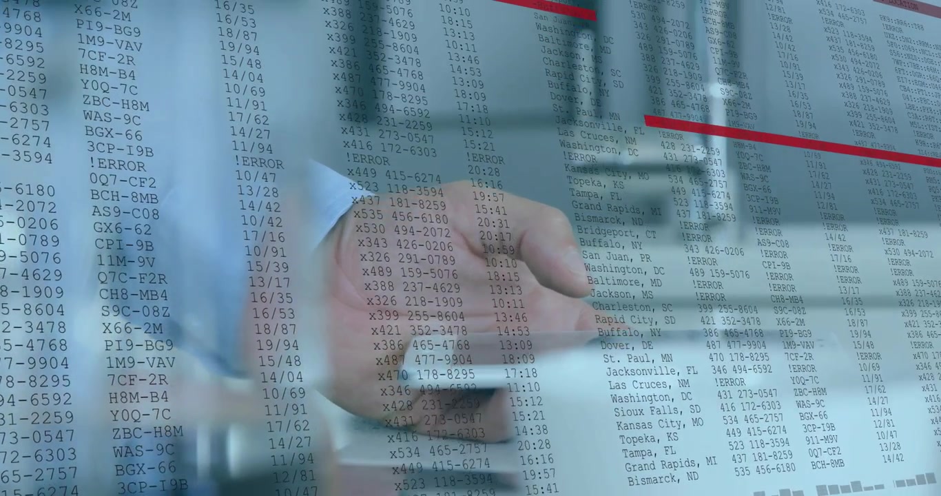 Vertical video: Reacting to data overlay, trader tapping white phone at office, blue cuff, cup
