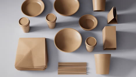 collection of eco-friendly biodegradable paper food packaging items