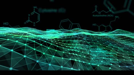 Animation-Der-Wissenschaftlichen-Datenverarbeitung-Und-Netzwerk-Von-Verbindungen-Auf-Schwarzem-Hintergrund