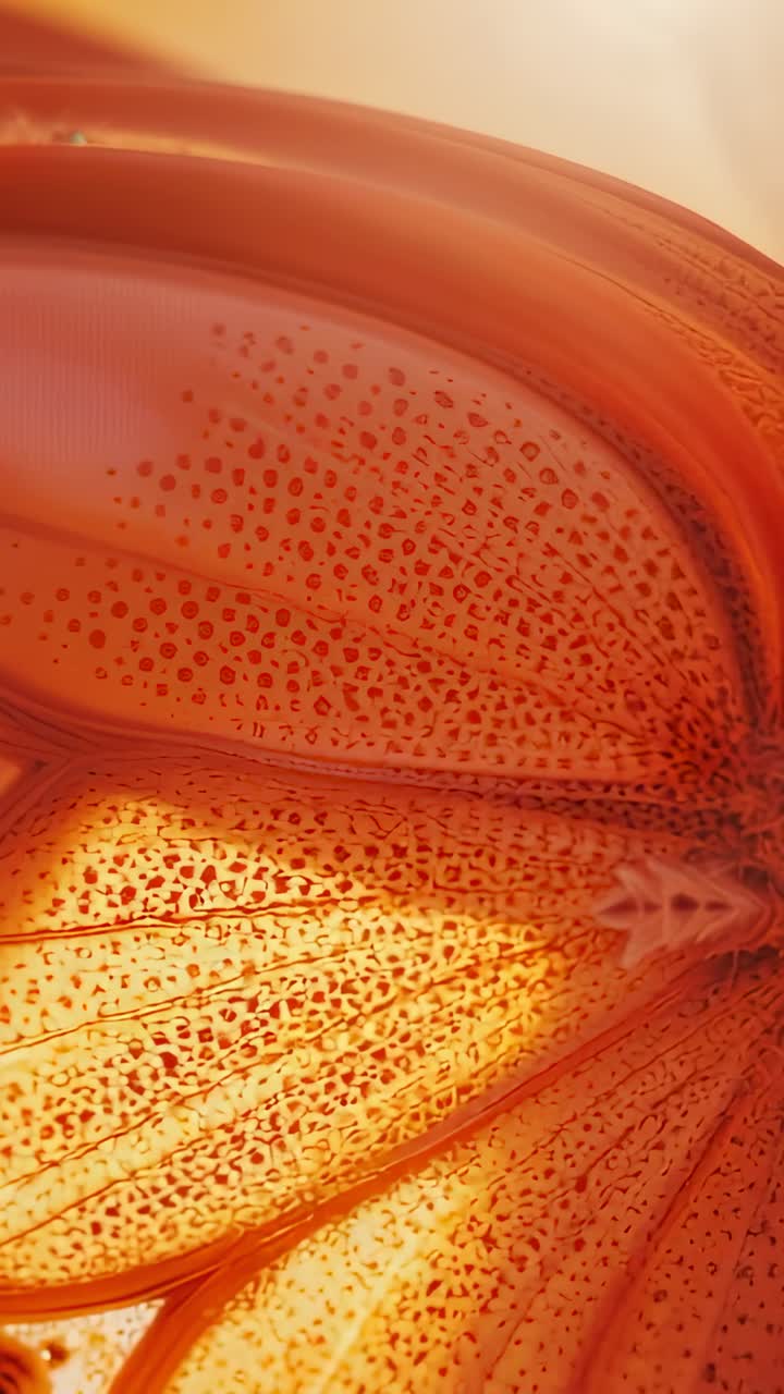 Vertical video: Opening closeup camera panning in garden showing petal veins and stamen, lens flare