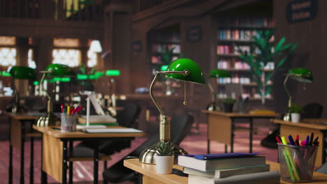 habitación de estudio acogedora en una biblioteca