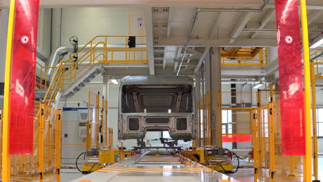 truck cab assembly line in a modern factory