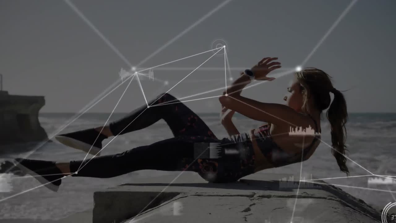 야외 운동을 하는 여성에 대한 연결 네트워크의 활성화