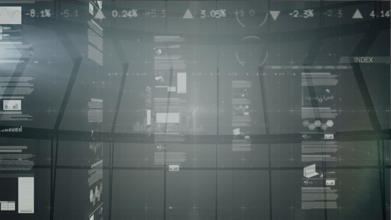 animación del procesamiento de datos financieros a través de ventanas