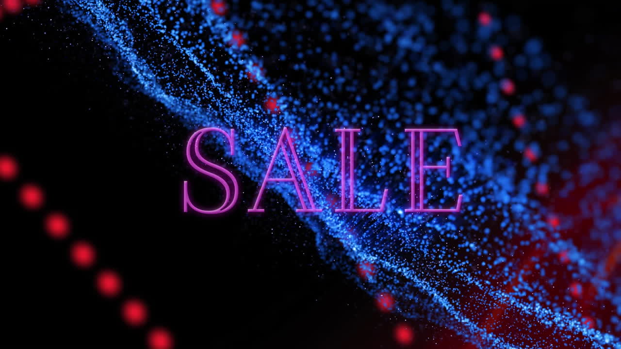 검은 바탕에 네온 모양 위에 판매 텍스트의 애니메이션