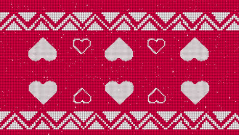 animation of falling snow over christmas pattern