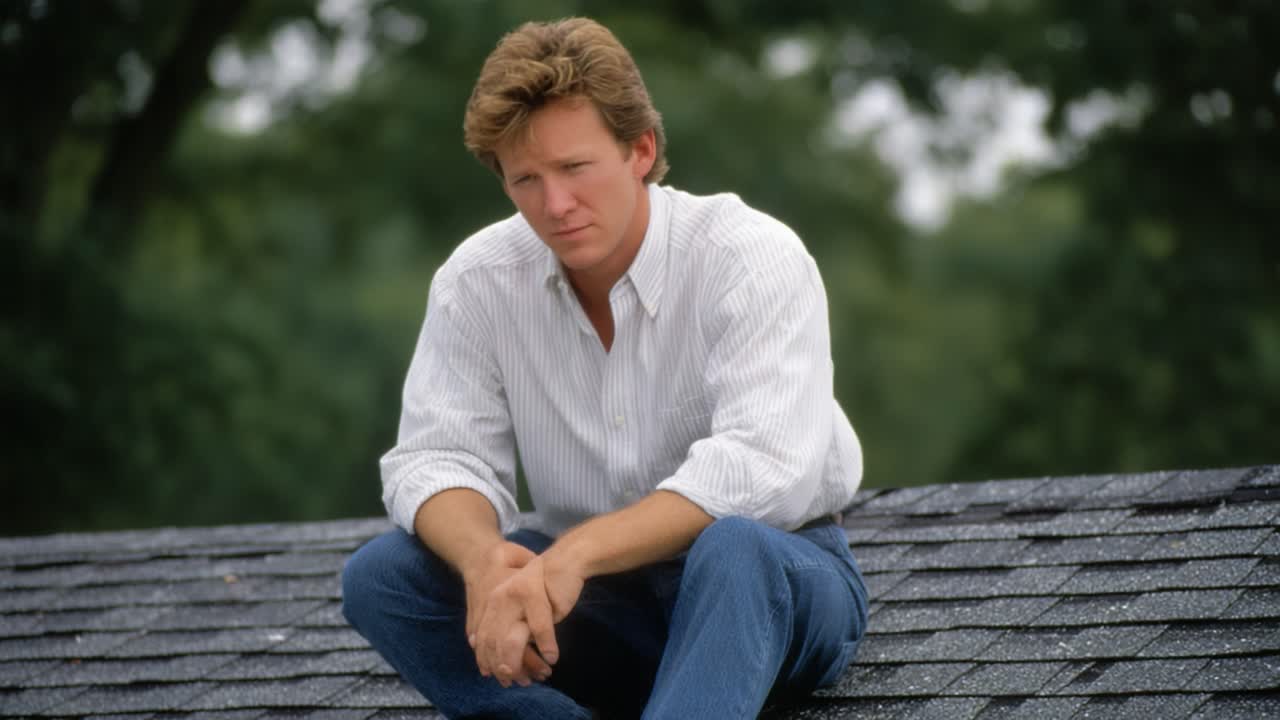 A Reflective Moment on the Rooftop: Capturing the Essence of Contemplation and Serenity in a Natural Outdoor Setting