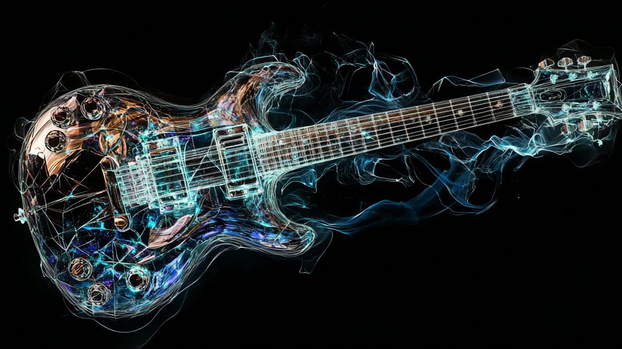 Abstract Glowing Electric Guitar