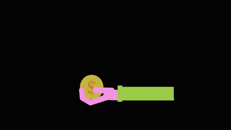 Hand-Geben-Geld-Icon-Loop-Animation-Mit-Alphakanal,-Transparentem-Hintergrund,-Prores-444