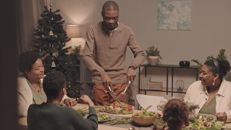 family celebrating christmas together