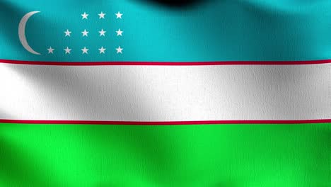 bucle sin costura 4k vdo. bandera nacional de uzbekistán soplando en el viento aislado. diseño abstracto patriótico oficial. ilustración de renderización 3d del símbolo del signo ondulante.