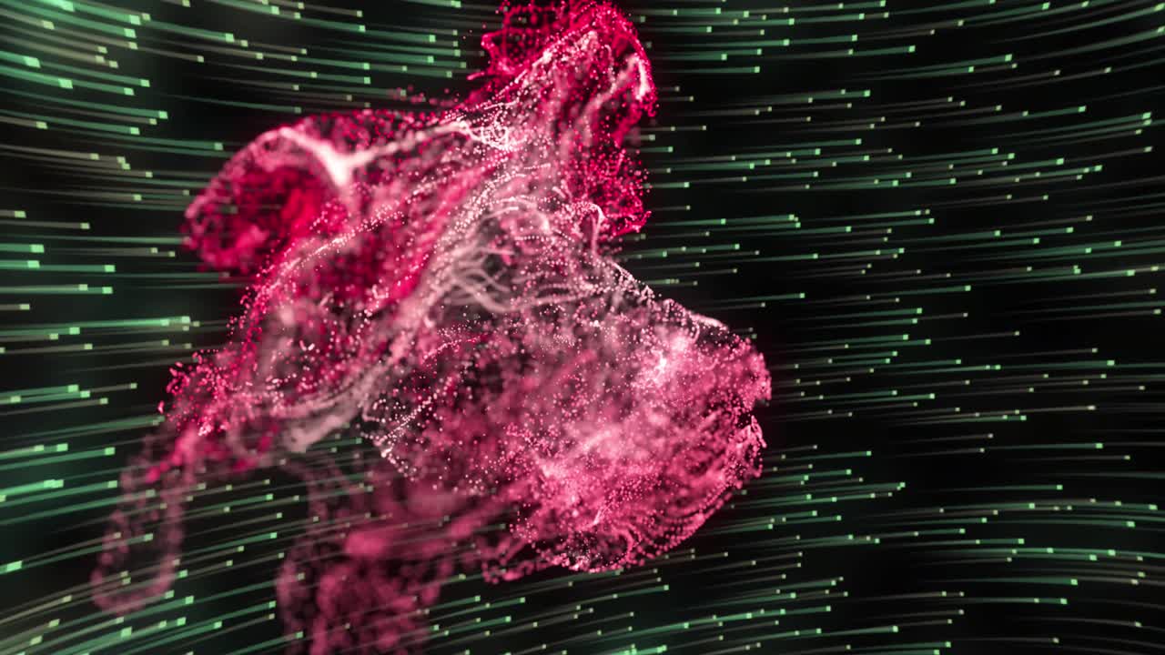 Animation of glowing purple light trail over spots of light