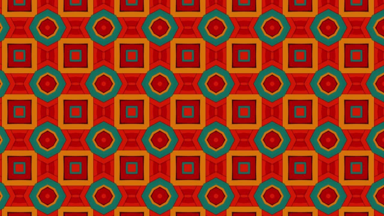 hermoso patrón de bucle sin costuras geométrico rojo, verde y amarillo, fondo sin fin de adorno elegante decorativo geométrico en movimiento