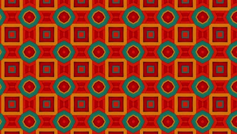 Beautiful-red,-green,-and-yellow-geometric-seamless-looping-pattern,-moving-geometrical-decorative-elegant-ornament-endless-background