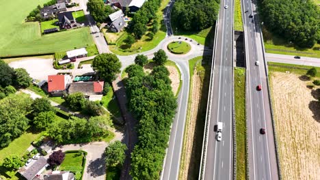 aerial view of a dutch village and highway intersection