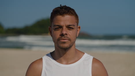 portrait of man with white t-shirt smiling