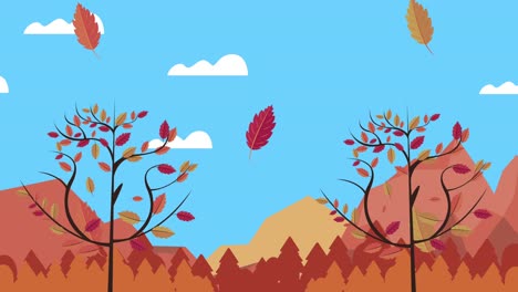 hello autumn animation with camp scene