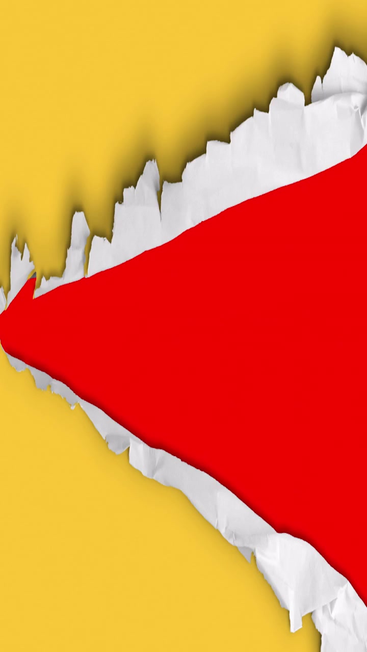 Yellow Paper Tearing Away to Reveal Red Background