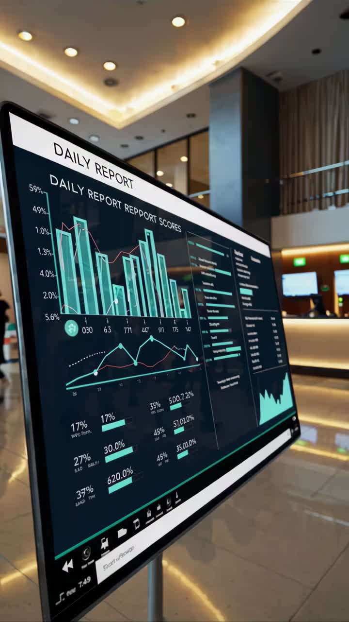 Business Report Display in Modern Office Lobby