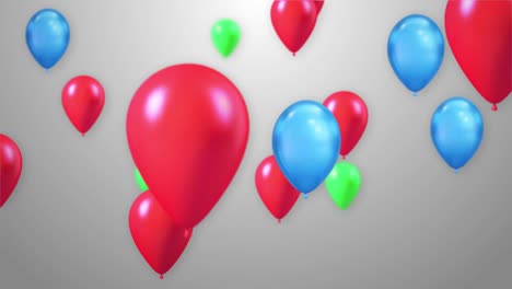 3d animation of vibrant flying blue balloons white background loop alpha channel.