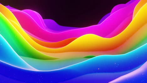 beautiful abstract 3d surface with glitter sparkles, extruded or displaced waves transform in loop. rainbow gradient, soft matte material like morphing sweetness or marmalade with light inner glow.