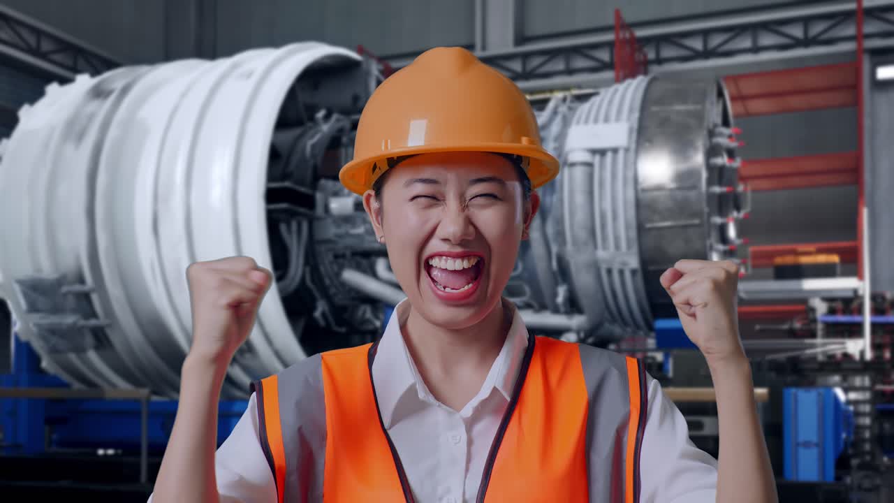 성공을 축하하는 행복한 엔지니어