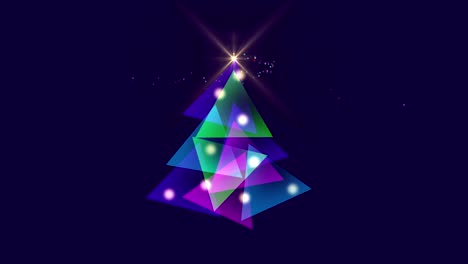 animación de un árbol de navidad púrpura brillante y decoraciones de navidad sobre un fondo púrpura