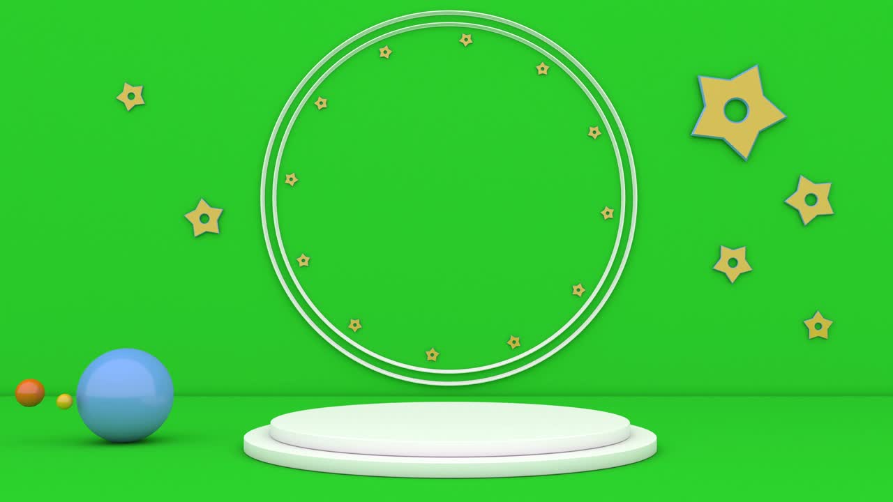 mockup 3d mínimo con concepto de comunicación empresarial verde podio blanco capaz de hacer un bucle sin problemas 4k