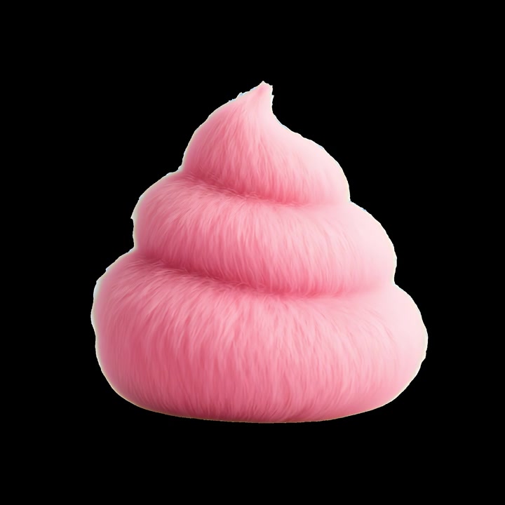 Rotating Pink Furry Abstract Shape on Black Background