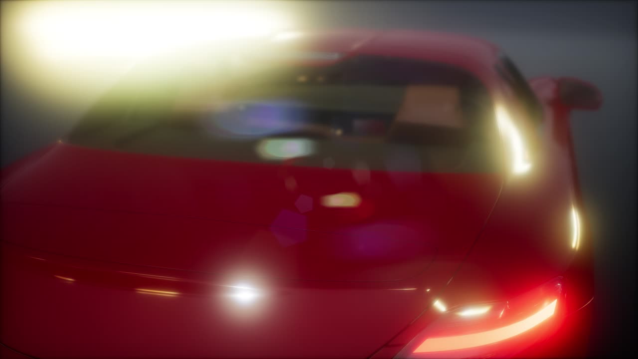 coche deportivo de lujo en un estudio oscuro con luces brillantes