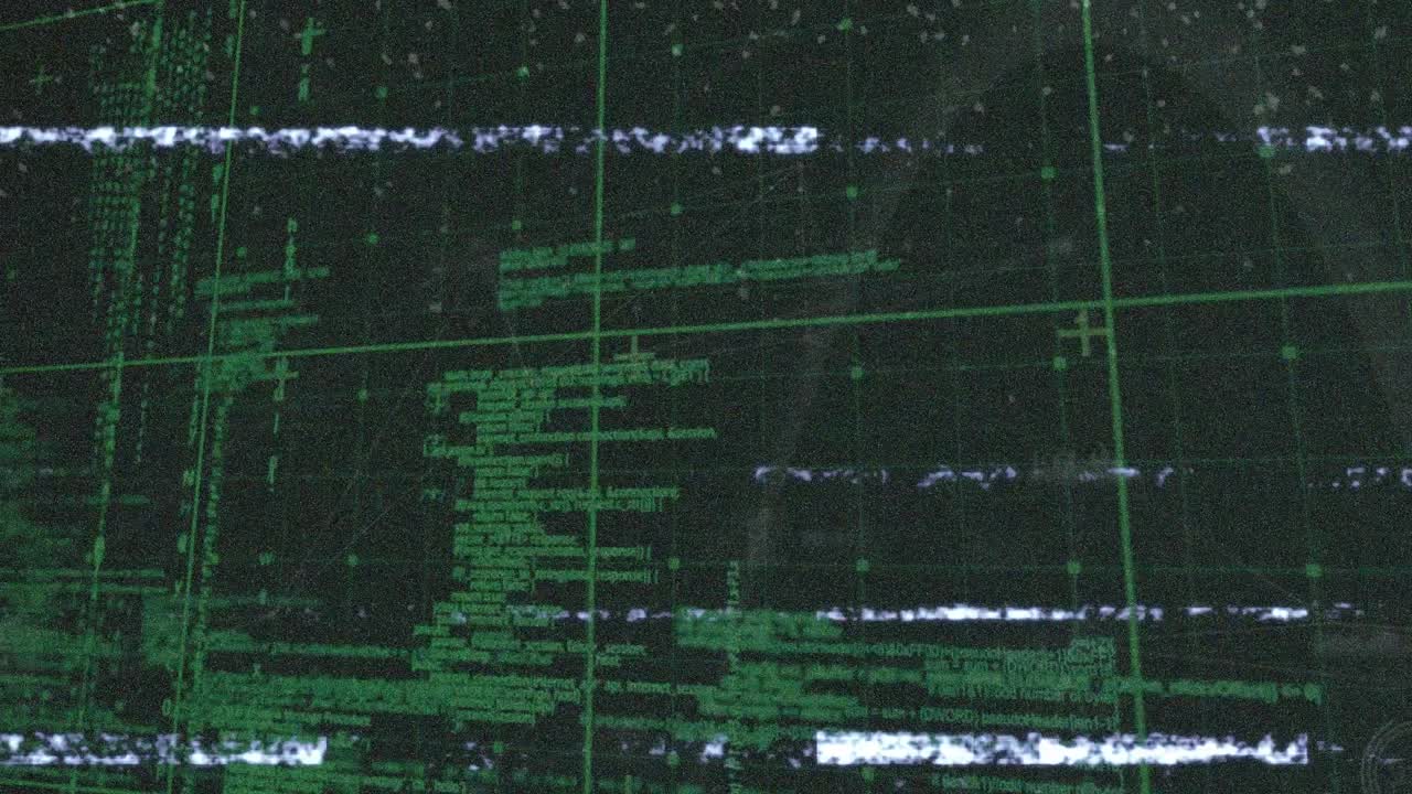 animación del efecto de falla contra el procesamiento de datos a través de la red de red sobre fondo verde