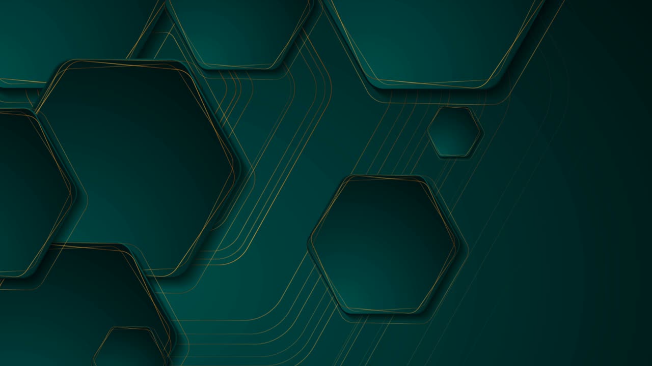 fondo de movimiento geométrico técnico abstracto turquesa y dorado