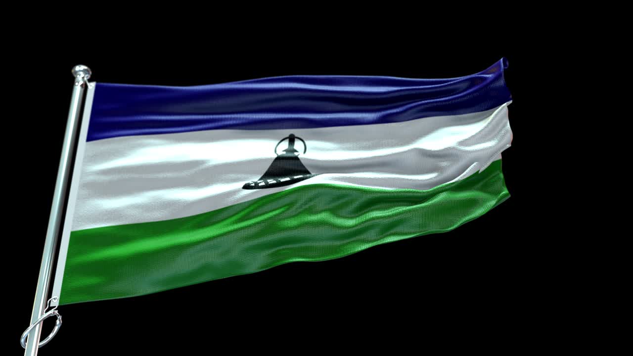 4k Highly Detailed Flag Of Lesotho - Lesotho Flag High Detail - National flag Lesotho wave Pattern loopable Elements