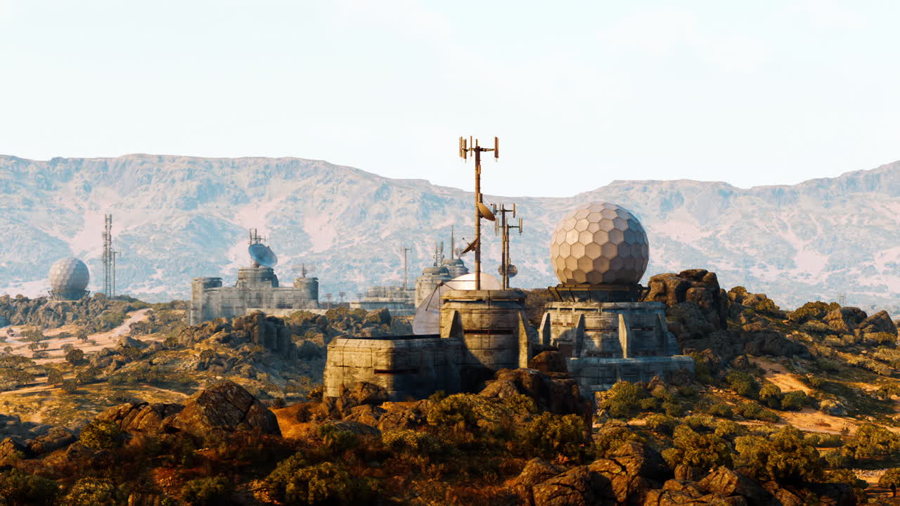 Military base in mountains equipped with communication gear