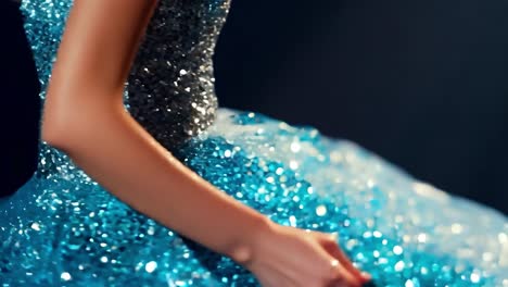 close-up of a sparkling blue dress