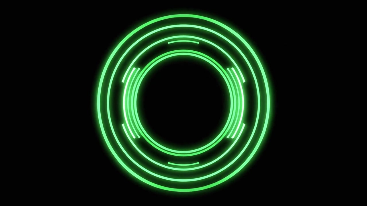 Green Neon Circular Loading Animation on Black Background