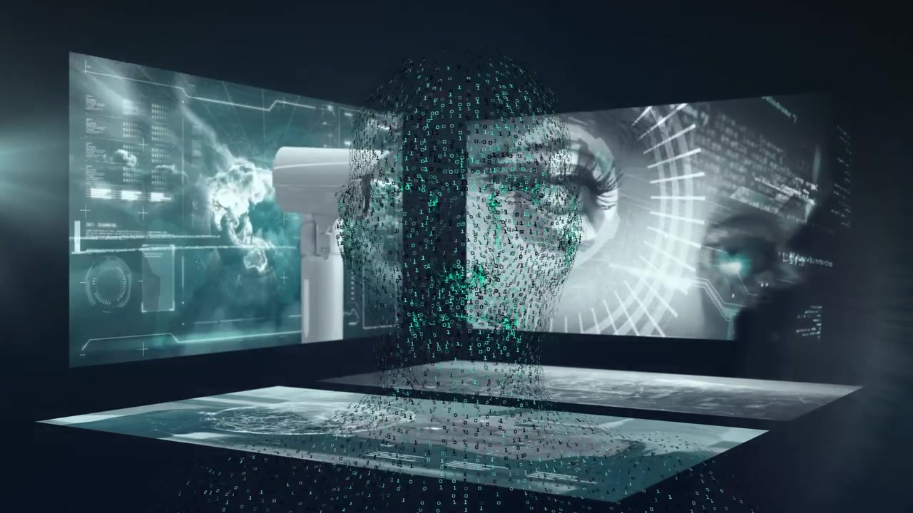 Digital Human Head Formed by Data Streams and Surveillance Technology