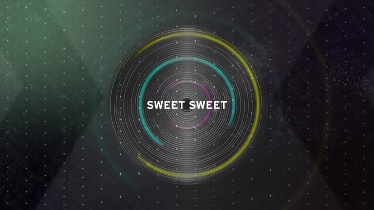 Animation of sweet text over colorful circles background