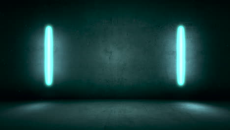 neon blue lights on wall in underground