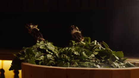 birch brooms in sauna