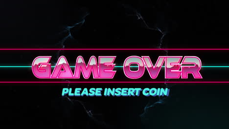 animation of game over text over geometrical moving shapes