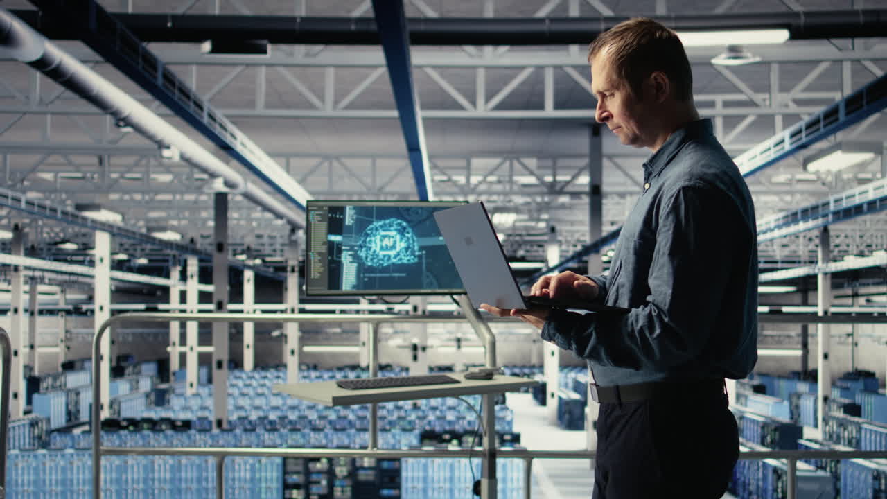 Data Center Engineer Adjusts System Settings To Improve Ai Rigs Processing Speed